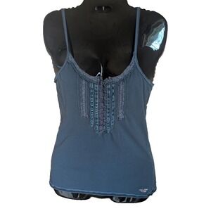 Vintage Hollister Cami Top M Babydoll Bella Swan Lace Velvet Trim Fitted Y2K